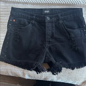 Hudson Black Jean Libertine Frayed Boyfriend Shorts